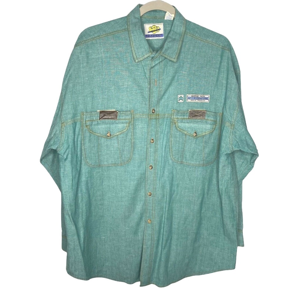Vintage 90s MTO International Shirt Men's XL Green LS Sleeve Gorpcore *Flaw***